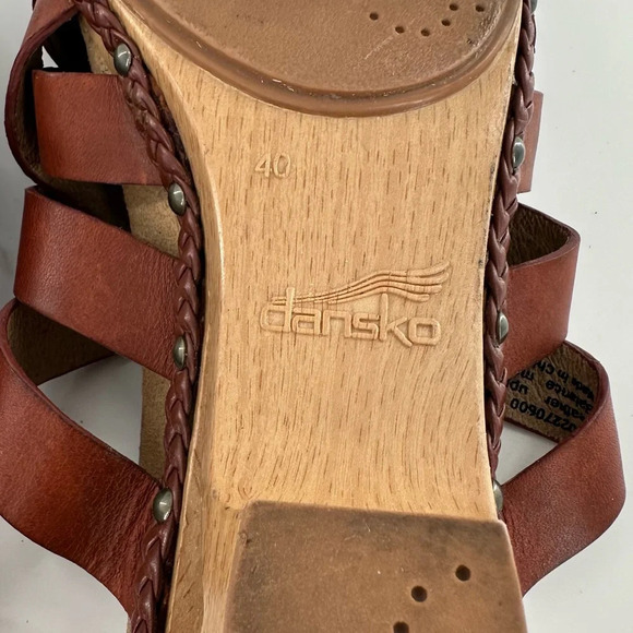 Dansko Troy sandals size 40 brown leather woven slip on clogs orthopedic - Picture 7 of 14